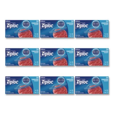Zipper Freezer Bags, 32 oz, 6.97" x 7.7", Clear, 38 Bags/Box