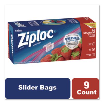 Slider Storage Bags, Gallon, 9.5" x 2.63" x 10.56", Clear, 9