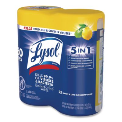 Disinfecting Wipes, 1-Ply, 7 x 7.25, Lemon and Lime Blossom,