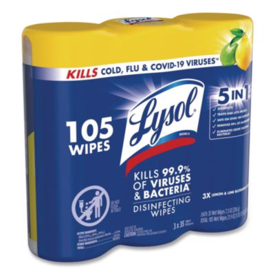 Disinfecting Wipes, 1-Ply, 7 x 7.25, Lemon and Lime Blossom,