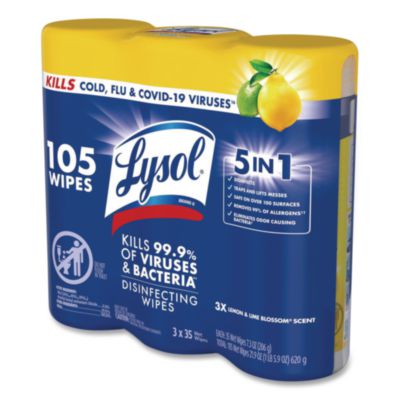 Disinfecting Wipes, 1-Ply, 7 x 7.25, Lemon and Lime Blossom,