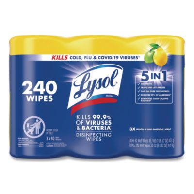 Disinfecting Wipes, 1-Ply, 7 x 7.25, Lemon and Lime Blossom,