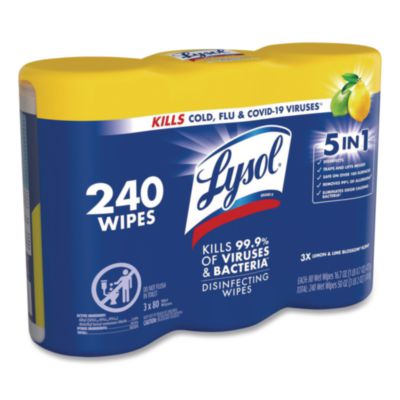 Disinfecting Wipes, 1-Ply, 7 x 7.25, Lemon and Lime Blossom,