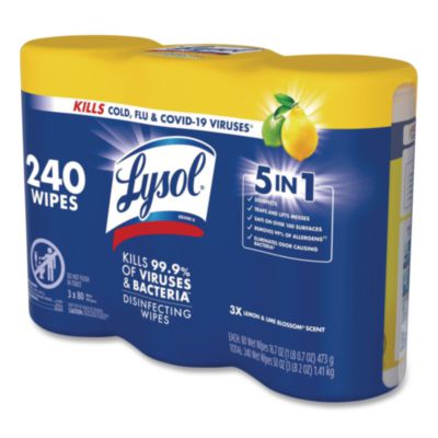 Disinfecting Wipes, 1-Ply, 7 x 7.25, Lemon and Lime Blossom,