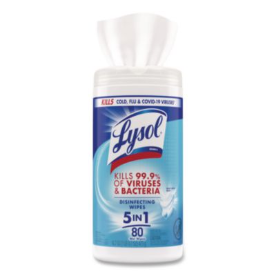 Disinfecting Wipes, 1-Ply, 7 x 7.25, Crisp Linen, White, 80