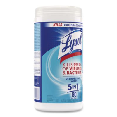 Disinfecting Wipes, 1-Ply, 7 x 7.25, Crisp Linen, White, 80