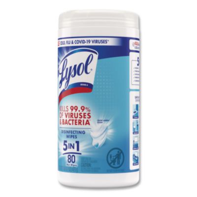 Disinfecting Wipes, 1-Ply, 7 x 7.25, Crisp Linen, White, 80