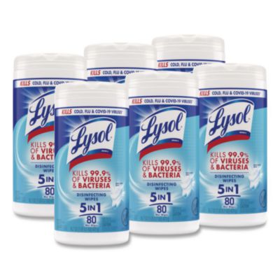 Disinfecting Wipes, 1-Ply, 7 x 7.25, Crisp Linen, White, 80 