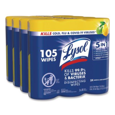 Disinfecting Wipes, 1-Ply, 7 x 7.25, Lemon and Lime Blossom,