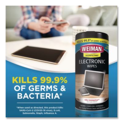 E-tronic Wipes, 1-Ply, 7 x 8, White, 30/Canister, 4 Canister