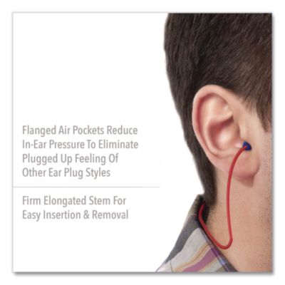 AirSoft Multiple-Use Corded Earplugs, Red Cord, 27 dB NRR, O