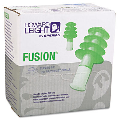 Fusion Multiple-Use Earplugs, Corded, 27 dB NRR, Small, Gree
