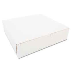 White One-Piece Non-Window Bakery Boxes, 10 x 10 x 2.5, Whit