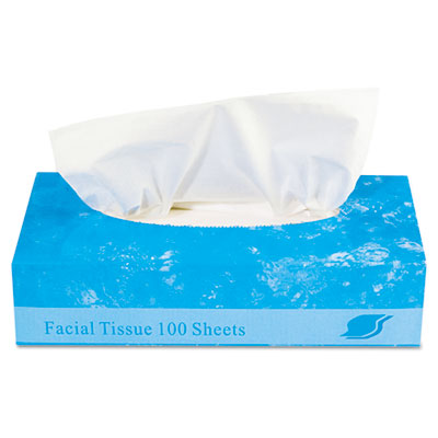 Boxed Facial Tissue, 2-Ply, White, 100 Sheets/Box, 30 Boxes/