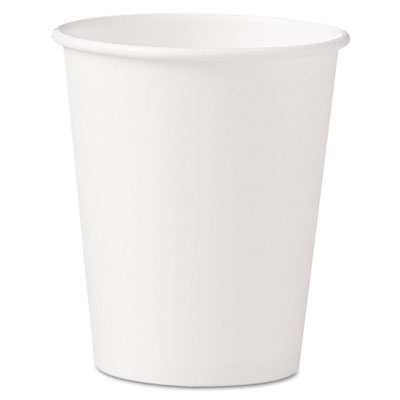 Single-Sided Poly Paper Hot Cups, 10 oz, White, 50/Sleeve, 2