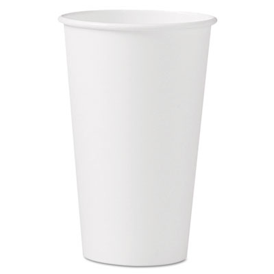 Single-Sided Poly Paper Hot Cups, 16 oz, White, 50/Sleeve, 2