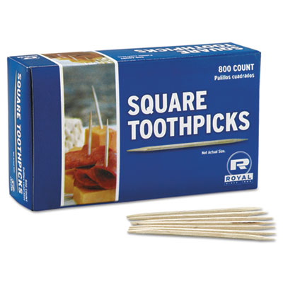 Square Wood Toothpicks, 2.75", Natural, 800/box, 24 Boxes/ca