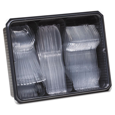 Cutlery Keeper Tray with Clear Plastic Utensils, Heavyweight