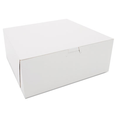 White One-Piece Non-Window Bakery Boxes, 10 x 10 x 4, White,