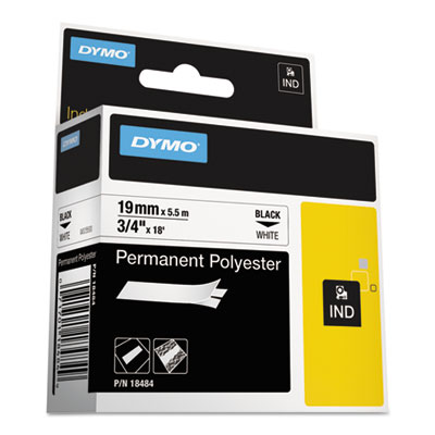 Rhino Permanent Poly Industrial Label Tape, 0.75" X 18 Ft, W