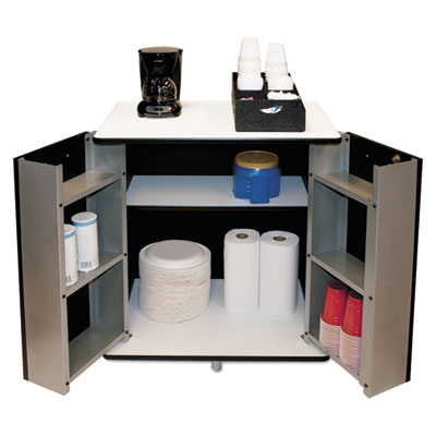 Refreshment Stand, Engineered Wood, 9 Shelves, 29.5" x 21" x