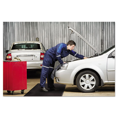 Air Step Anti-Fatigue Mat, Rectangular, Black Ribbed Surface