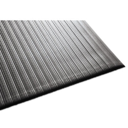 Air Step Anti-Fatigue Mat, Rectangular, Black Ribbed Surface