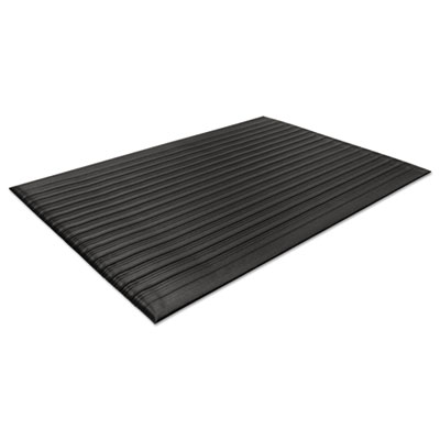 Air Step Anti-Fatigue Mat, Rectangular, Black Ribbed Surface