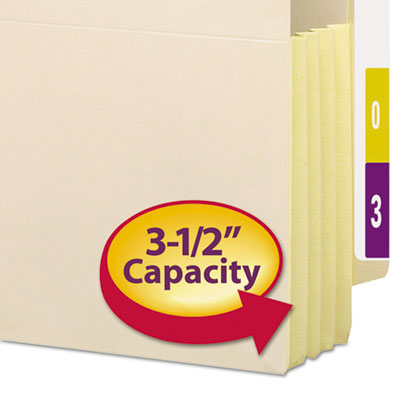 Manila End Tab File Pockets with Tear Resistant Gussets, 3.5