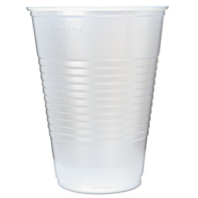 RK Ribbed Cold Drink Cups, 16 oz, Plastic, Translucent, 50/S