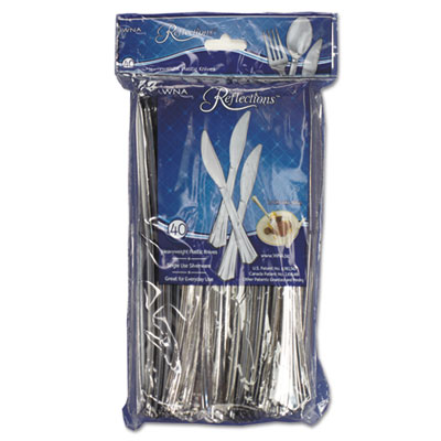 Reflections Heavyweight Plastic Utensils, Knife, Silver, 40/