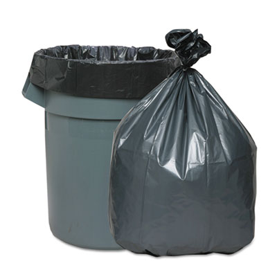Can Liners, 60 gal, 1.55 mil, 39" x 56", Gray, 5 Bags/Roll, 