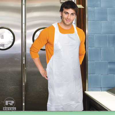 Poly Apron, 28 x 46, One Size Fits Most, White, 100/Pack, 10