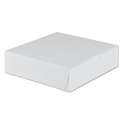 White One-Piece Non-Window Bakery Boxes, 9 x 9 x 2.5, White,