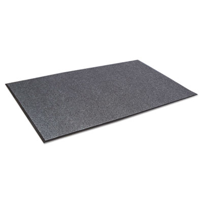 Needle-Rib Wiper/Scraper Mat, Rectangular, Gray Ribbed Surfa