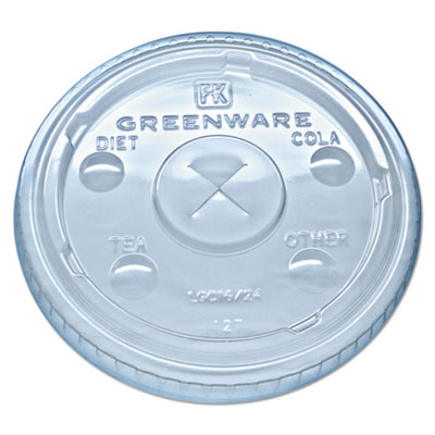Greenware Cold Drink Lids, X-Slot, Fits 16 oz/18 oz/24 oz Co