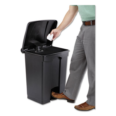 Large Capacity Plastic Step-On Receptacle, 17 gal, Plastic,