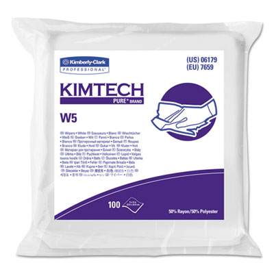 W5 Critical Task Dry Wipers, Flat Double Bag, Spunlace, 9 x 