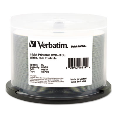 Dvd+r Dual Layer Printable Recordable Disc, 8.5 Gb, 8x, Spin