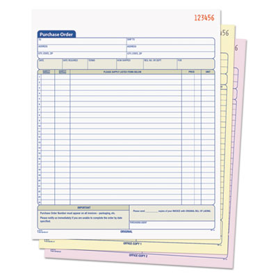 Purchase Order Book, 22 Lines, Three-Part Carbonless, 8.38 x