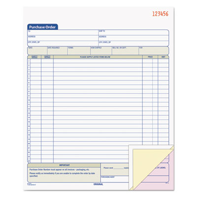 Purchase Order Book, 22 Lines, Three-Part Carbonless, 8.38 x