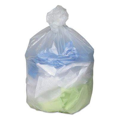 Can Liners, 10 gal, 8 mic, 24" x 24", Natural, 50 Bags/Roll,