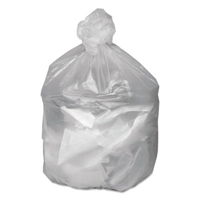 Waste Can Liners, 33 gal, 9 mic, 33" x 39", Natural, 25 Bags
