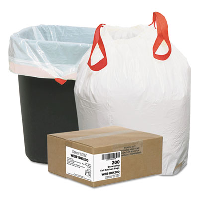 Heavy-Duty Trash Bags, Drawstring, 13 gal, 24.5" x 27.38", W