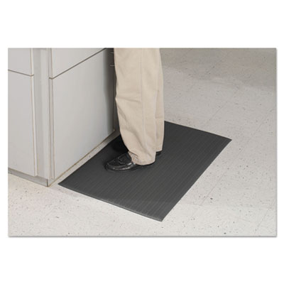 Air Step Anti-Fatigue Mat, Rectangular, Black Ribbed Surface