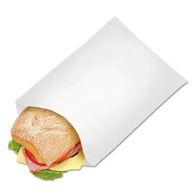 Grease-Resistant Single-Serve Bags, 6.5" x 1" x 8", White, 2