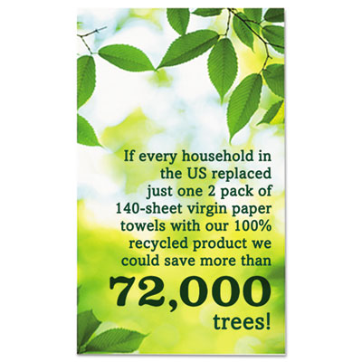 100% Recycled Paper Kitchen Towel Rolls, 2-Ply, 11 x 5.4, 14