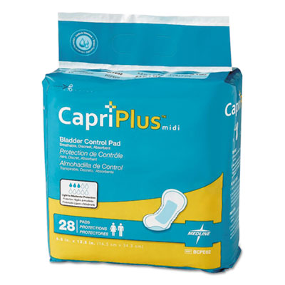 Capri Plus Bladder Control Pads, Extra Plus, 6.5 x 13.5, 28/