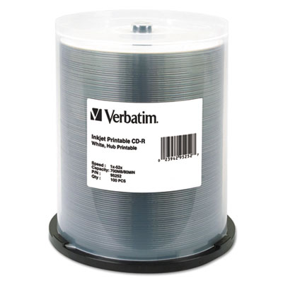 CD-R Printable Recordable Disc, 700 MB, 52x, Spindle, White,