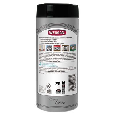 Stainless Steel Wipes, 1-Ply, 7 x 8, White, 30/Canister, 4 C